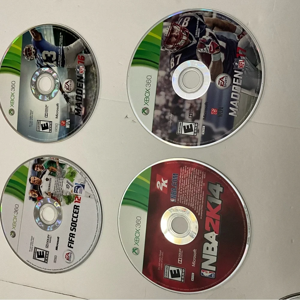Microsoft Xbox 360 Game Discs - Green, Red, Silver